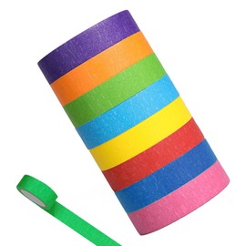 8 Rolls Rainbow Masking Tape Set – 8 Vibrant Colors for Arts & Crafts, DIY Projects, Scrapbooking & Office Use | Easy-to-Tear, Residue-Free, Writable & Kid-Friendly | Decorative Craft Tape