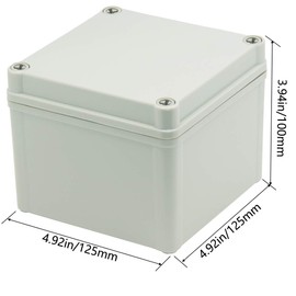 Zulkit Junction Box ABS Plastic Dustproof Waterproof IP67 Junction Boxes Universal Electrical Project Enclosure DIY Electronic Project Box Grey 4.92 x 4.92 x 3.94 inch (125 x 125 x 100 mm)