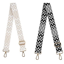 CENBEN Pack of 2 Bag Straps for Changing 3.8 cm Adjustable Shoulder Strap Bag Strap Colourful 75-145 cm Length Adjustable Shoulder Strap for Handbags, Women's Bags, DIY Accessories, beige-black