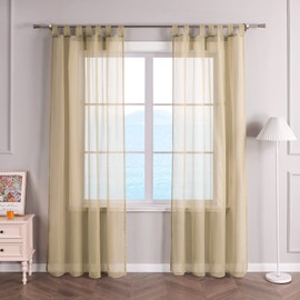 ESLIR Tab-Top Curtains Window Curtain Transparent Voile 1 Piece