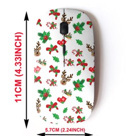 mouse inalámbrico de 2.4 G con bonito diseño de patrón para todas las computadoras portátiles y computadoras de computadora con nanoreceptor, calcetín de dulces de ciervos de Navidad