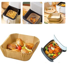 Air Fryer Parchment Paper Liners,50PCS Square Non-Stick Parchment Paper,Oil Resistant,Disposable Food Grade Free of Bleach,Frying Pan,Oil-proof Air Fryer Baking Roasting Microwave (6.3 inch)