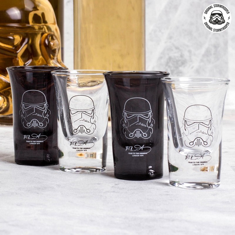 Original Stormtrooper Shot Gläser 4er Set bedruckt, aus Glas, Füllmenge