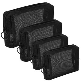 Ptwola 4Stück Netz Mini Kulturtasche Tragbar Reise-Kulturbeutel Nylon Netz Organizer Reiseorganisation Kosmetiktasche Kulturbeutel Aufbewahrung für täglichen Gebrauch Hause Verschluss Rucksack-Zubehör