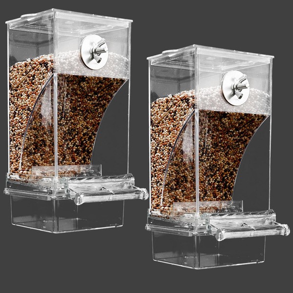 No Mess Bird Feeder for Cage, Automatic No-Spill Transparent Parrot