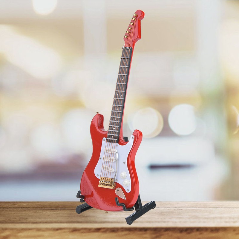 Delicate 18 cm Mini Wooden Electric Guitar Model Ornaments Collection