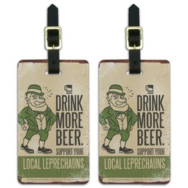 Drink More Beer Support Leprechauns Luggage ID Tags Cards Set of 2
