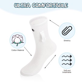 Partideal 4 Pairs Funny Magnetic Socks, Novelty Hand in Hand Couple Socks, Holding Hands Friendship Socks, Mid Tube Magnet Socks for Women Men