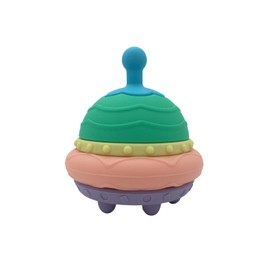 PAPU BABY UFO/OVNI de silicón para bebés y niños pequeños. Juguete Didáctico. Apilable (5 Piezas Diferentes)