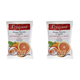 Serra Le Italiane, Italian Natural Hard Candy Filled With Red Orange From Sicily Italy, 3.5 Ounce Pack of 2