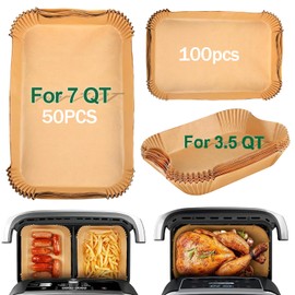 Air Fryer Liners Disposable for Ninja DZ071 Foodi 7-QT 11QT DualZone FlexBasket/Instant 9 Qt Air Fryer, 150PCS Rectangle Airfryer Liners,Air Fryer Parchment Paper Liners (Rectangle-150PCS)