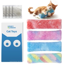HoneyGuaridan Cat Toys Pillows, 4 Pack, Soft and Durable Crinkle Sound with Catnip Inside,Indoor Interactive Cat Kicker Toy