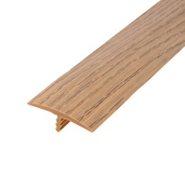Outwater Plastic T-molding 1-1/4 Inch Natural Oak Woodgrain Flexible Polyethylene Center Barb Tee Moulding 25 Foot Coil