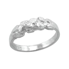 Sterling Silver Tiny Nugget Toe Ring for Women Pinky Ring Midi Ring Knuckle Ring Size 2