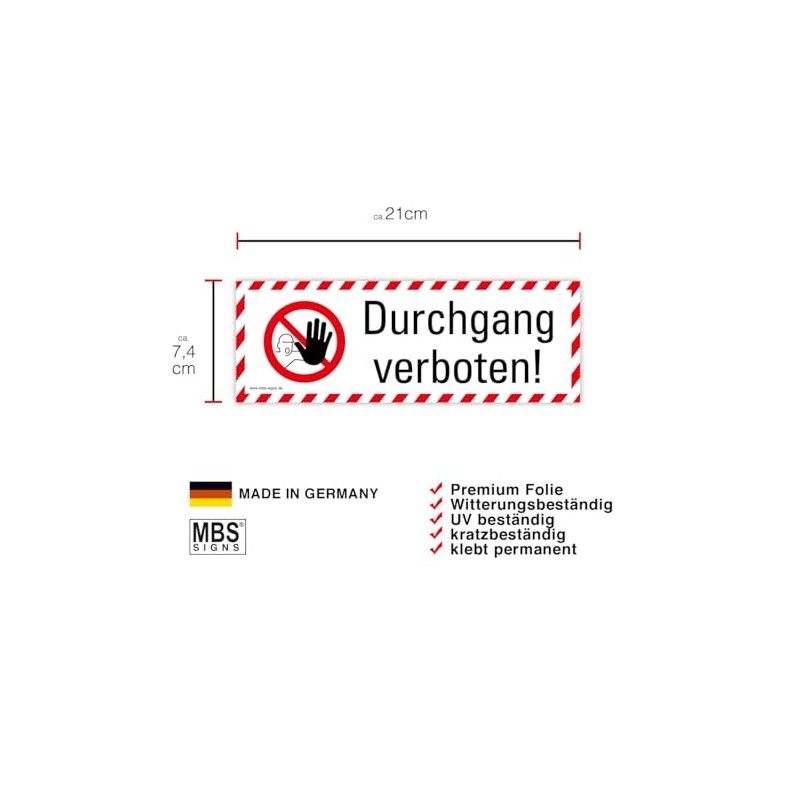 Sticker Combi Sticker "Durchgang verboten!" Warning Symbol ISO 7010 |
