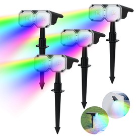 Solar Spot Lights Outdoor Color Changing, 10 Modes Solar Lights for Outside Waterproof IP65, Multicolored Solar Landscape Spotlights with 18 LEDs for Pathway,Yard,Garden, 4 Pack