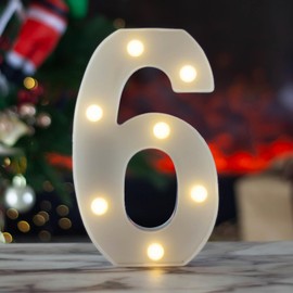 LED Marquee Numbers, 0-9 Light Up Letters, Battery Powered LED Letter Lights for Birthday Party, Christmas Night, Home, Bar, Graduation, Wedding Decoration(6)