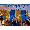 Parxara 4-Pack Blue Gold Foil Fringe Curtain,Party Decoration Streamer