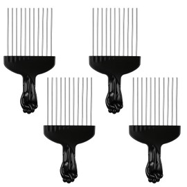 4 PCS Afro Comb Metal Metal Hair Pick, Afro Pick for Curly Hair