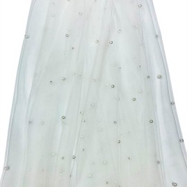 1Yard*1.5 Meters Pearl Tulle Favric Beige Nylon Sheer Mesh Fabric for Sewing,Clothing Decor