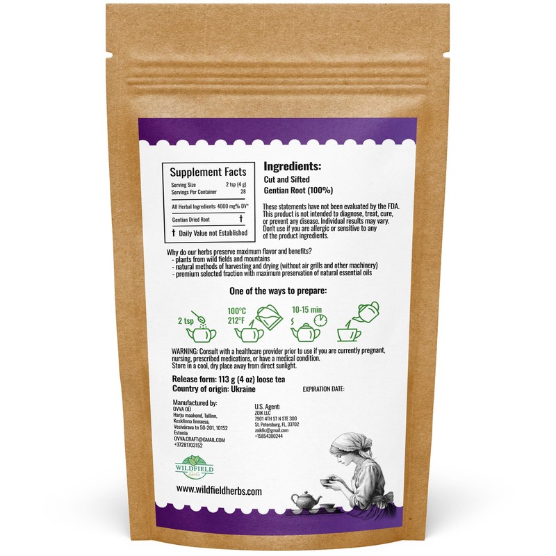 4 oz. Gentian Root Dried Gentian Root Herbal Tea (Gentiana