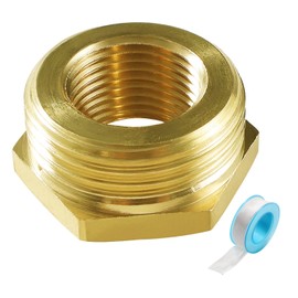 Lyeteung Brass Reducer G3/4 Male Thread to G3/8 Female Thread, Brass Reducer Thread Fitting, Hexagonal Brass Converter with Raw Material Band, Used for Pipe Connection
