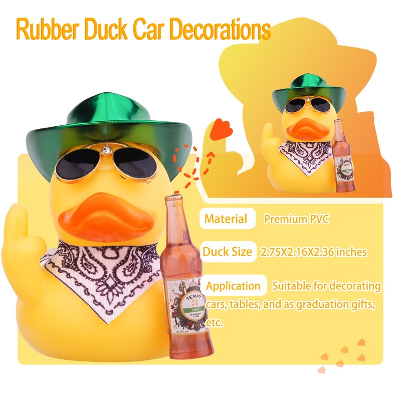 CoFuBcad Finger Rubber Duck Car Dashboard Decorations Duck Car Ornaments