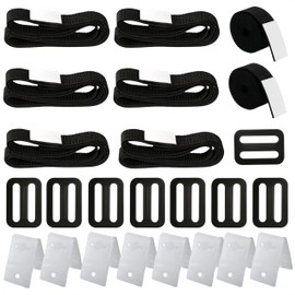 Pool Solar Cover Reel Attachment Kit, 8pcs Solar Reel Plate Buckle, Swimming Pool Cover Roller Attachment Straps Gear Belt Kit for Inground Pools (Black)