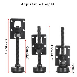 JuxYes 4 Pack Adjustable Leveling Feet Heavy Duty Furniture Levelers Furniture Leg Table Leg Leveler Load Levelers Foot with Lock Nuts for Bedside Tables Cabinets Chairs Workbench Shelving, Black