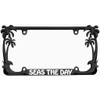 Seas The Day Palm Tree Design Chrome Metal Auto License