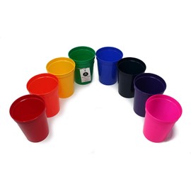 Rolling Sands 16 Ounce Reusable Plastic Stadium Cups Rainbow, 8 Pack, Made in USA, BPA-Free Dishwasher Safe Plastic Tumblers