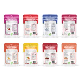 Nature’s Turn Freeze-Dried Fruit Crisps –Healthy, Gluten-Free,Crispy & Delicious,Plant-Based Snack, Ideal for Cereal, Smoothies, School Lunches, & On-the-Go, Superfruit Variety Pack of 8(0.53 oz Each)