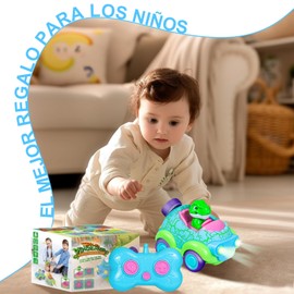 Tethram Carro de Control Remoto,Dinosaurios Juguetes para niños,con 2 Conductores de Dinosaurios,Coche Mando a Distancia con música y luz Recargable,AdecuadoJuguetes para niños 6-7 años