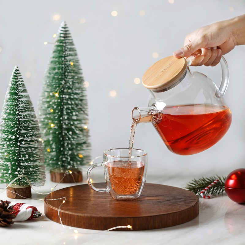 CnGlass Glass Teapot Stovetop Safe,40.6oz Clear Tea pot with Removable