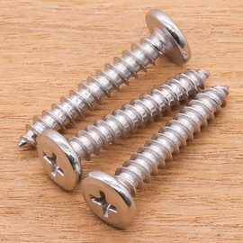 M6 x 40mm Flat Round Head Phillips Drive Self Tapping Screws, 304 Stainless Steel 18-8 Wood Screws Furniture Screws, Full Coarse Thread Sheet Metal Screws, Pack of 20