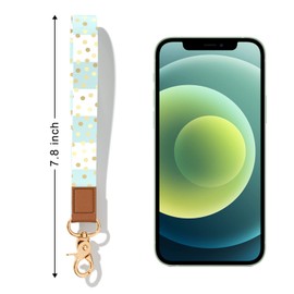 Hsxnam Wrist Lanyard Wristlet Strap Key Ring Holder for Women Men Car Key ID Card Wallet Phone Camera, Blue Gold Dots