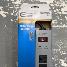 Commercial Electric Metal Surge Protector (YLPT-44-1) 6-Outlet 4-Ft Cord