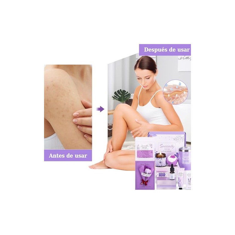 Regalos de Cumpleaños para Mujeres, Set de baño de lavanda