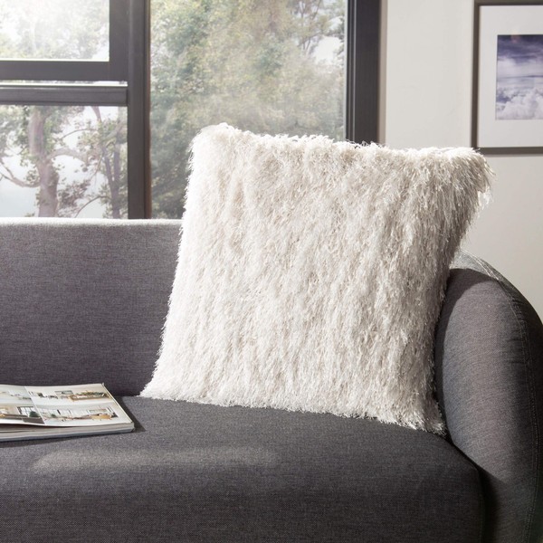Safavieh Collection Shag Modish Metallic Snow 20" Throw Pillow, 20'