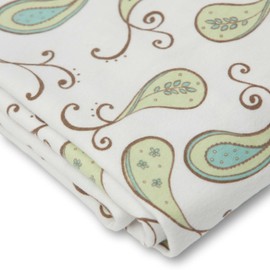 SwaddleDesigns Cotton Flannel Fitted Crib Sheet, Triplets Paisley, Kiwi, Large