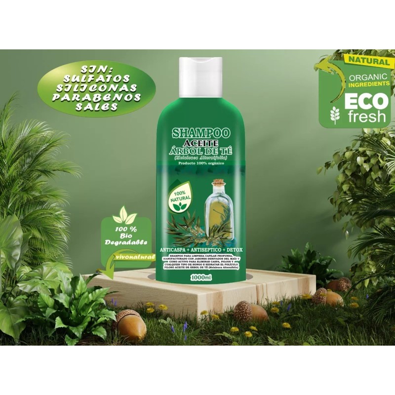 VIVONATURAL Shampoo Aceite Bergamota 1l + Shampoo Aceite Árbol De