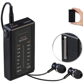 VR-Radio Pocket Radio: Mobile Mini FM/AM Transistor Radio with Earphones, Extra Long Runtime (Medium Wave Radio, Camping Radio)