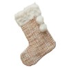 Creative Co-Op 19-1/2"H Fabric Bouclé Stocking w/Faux Fur Trim Poms,