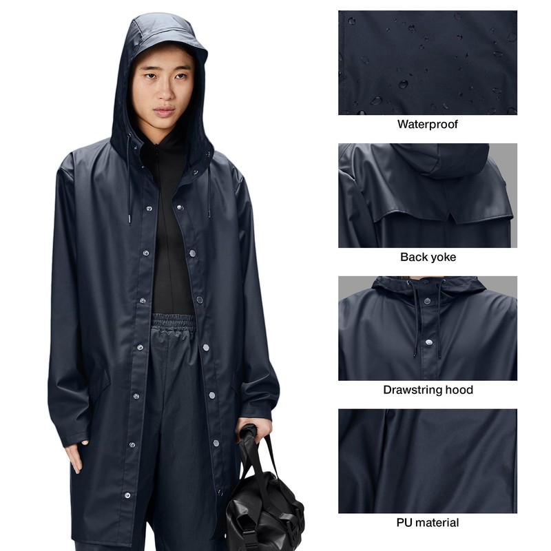 RAINS Long Jacket Navy M