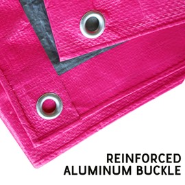 STARPYNG-7 Mil Pink/Silver 16x20 Feet Tarp-Multifunctional Waterproof Tarpaulin-Waterproof, UV Resistant, Rip and Tear Resistant, Poly Tarpaulin with Reinforced Edges for Cover