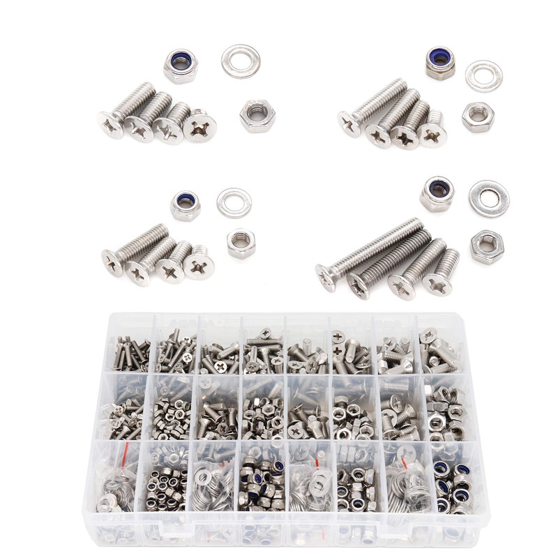 binifiMux 1020pcs M3 M4 M5 M6 Flat Phillips Countersunk Head
