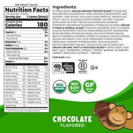 Orgain Organic Kids Protein Nutritional Shake, Chocolate - 8g of Protein, 22 Vitamins & Minerals, Fruits & Vegetables, Gluten Free, Soy Free, Non-GMO, 8.25 Fl Oz (Pack of 4)