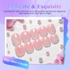 Pink Glitter Colorful Press on Toenails Square for Women No