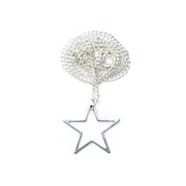 Miniblings Star with Hole Chain 45 cm Pendant Necklace Outline Christmas Silver Handmade Fashion Jewellery Link Chain Silver, Metal