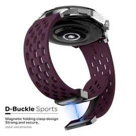 LYSMVIVI Sport Watch Band 18mm 19mm 20mm 22mm Quick Release Silicone Magnetic Sweatproof Breathable Watch Band for Men Women, Soft Silicone Sport Watch Strap - Purple Taupe